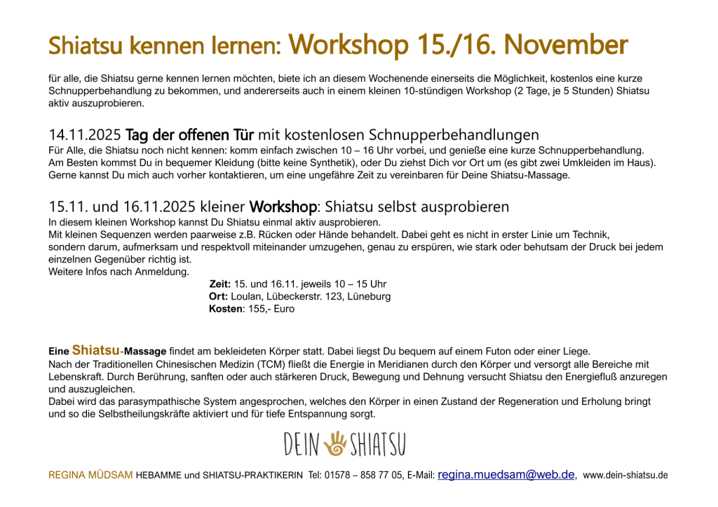 Shiatsu Workshop Lüneburg
