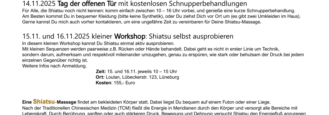 Shiatsu Workshop Lüneburg